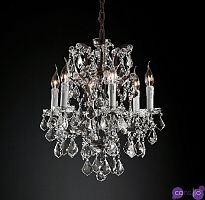 Подвесной дизайнерский светильник 19th C. Rococo Iron & Clear Crystal Round Chandelier 18" by Restoration Hardware