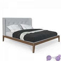 Кровать двуспальная с мягким изголовьем 160x200 светло-серая Fly soft new