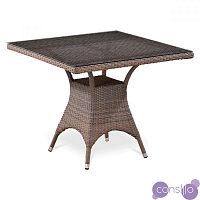 Плетеный стол квадратный искусственный ротанг, столешница из закаленного стекла, светло-коричневый 9