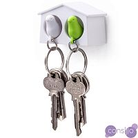 Держатель+брелок для ключей двойной mini sparrow белый-зеленый