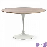 Обеденный стол круглый бук с белой глянцевой ножкой 120 см Apriori T