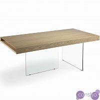 Обеденный стол деревянный со стеклянными ножками и полкой дуб 200 см CP1712-D-OAK от Angel Cerda