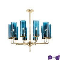 Люстра Brass & Blue Glass Tube by Hans-Agne Jakobsson (10 плафонов, синий)