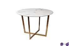 Стол обеденный Pearl White круглый белый/золото