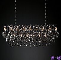 Подвесной дизайнерский светильник 19th C. Rococo Iron & Smoke Crystal Rectangular Chandelier 52" by Restoration Hardware