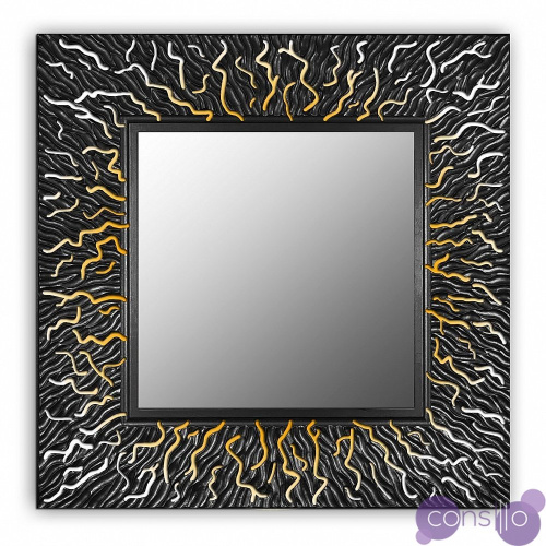 Квадратное зеркало настенное черное CORAL