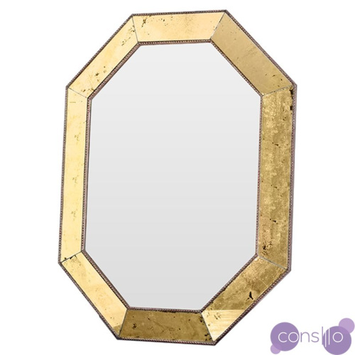 Зеркало золотое восьмиугольное в состаренной раме Aristocrat Gold