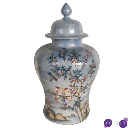 Ваза с крышкой Blue Vase Parrots