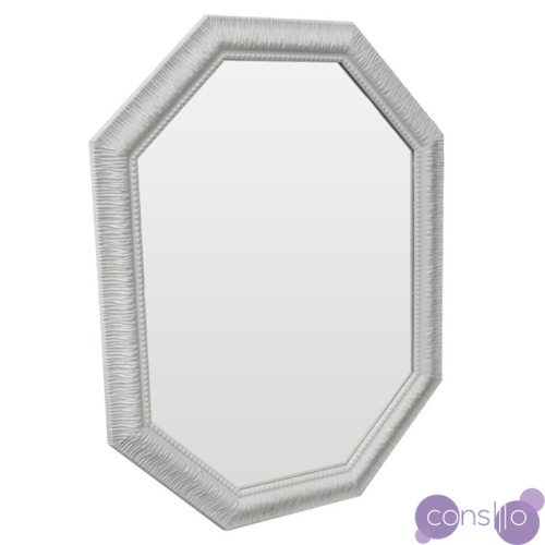 Зеркало белое восьмиугольное вытянутое с декором White luxury