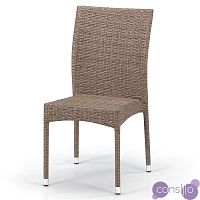 Плетеный стул без подлокотников искусственный ротанг светло-коричневый