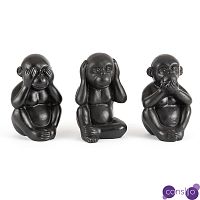 Комплект их 3-х статуэток Three Black Monkeys