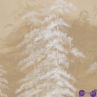 Обои ручная роспись Abstract Pines Original colourway on Stone Ochre dyed silk