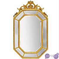 Зеркало венецианское восьмигранное с резьбой золотое Кармина