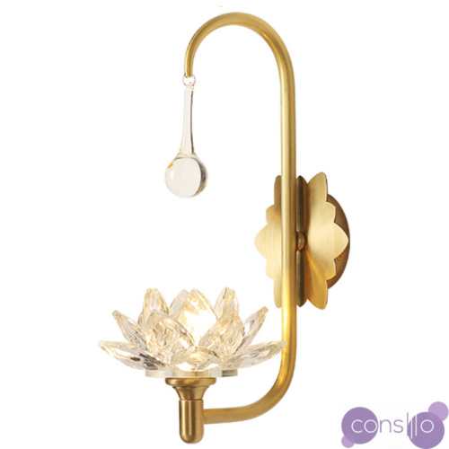 Хрустальный настенный светильник Цветок Лотоса Lotus flower Wall Clear Glass A