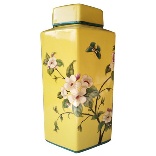 Ваза с крышкой Ceramic Yellow Garden Vase