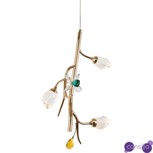 Подвесной светильник с хрустальными плафонами и декором Alvere Crystal Hanging Lamp