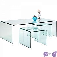 Журнальный столик стеклянный 90 см Clear Club, 3 штуки