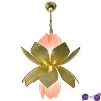 Люстра Contemporary Italian Brass Pink Gold Leaf Murano Glass Flower Chandelier Pendant