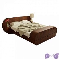 Кровать двуспальная 160х200 с тумбами и комодом коричневая Цикл