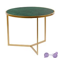 Приставной стол Round Table Marble gold зелёный мрамор