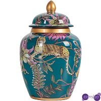Ваза с крышкой Leopard Flowers Vase Emerald