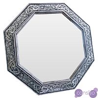 Зеркало восьмиугольное черное с серебряным орнаментом Tracery