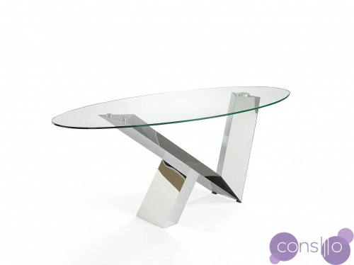Обеденный стол овальный стеклянный с ножками хром 200 см CT998 от Angel Cerda