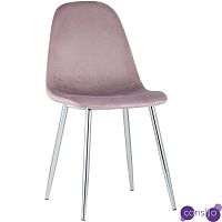 Стул Archie Chair Пыльно-Розовый Велюр Хромированные ножки