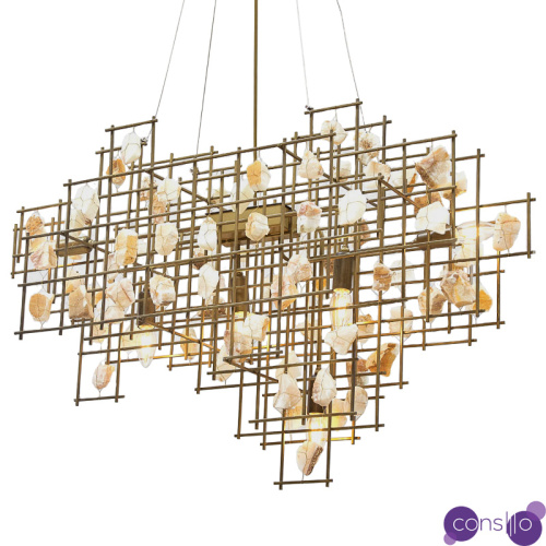 Люстра металлическая с подвесками из камня Geometric Stones Chandelier