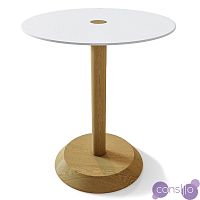 Приставной столик круглый белый на деревянной ножке 45 см Rondo