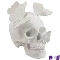 Статуэтка Skull with butterflies white