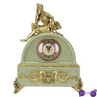 Часы зеленые фарфоровые с бронзовой фигуркой Watch