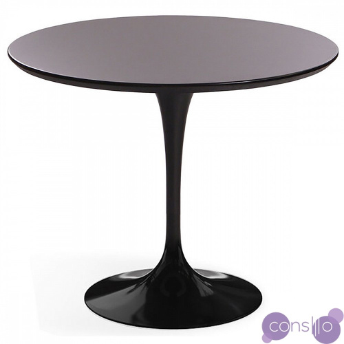 Обеденный стол круглый черный глянцевый 90 см Apriori T
