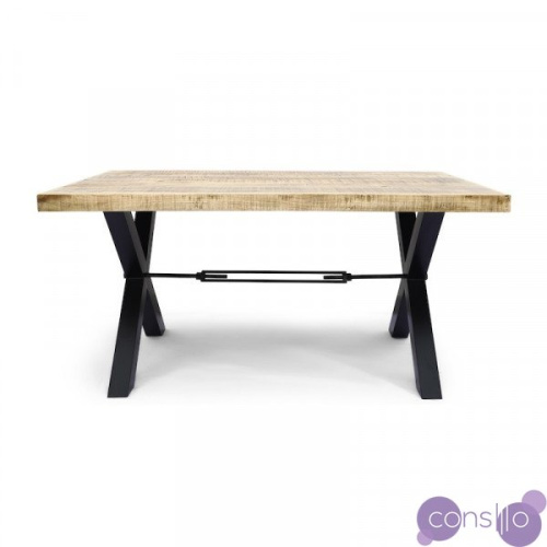 Обеденный стол деревянный с черными ножками 160 см Дхату