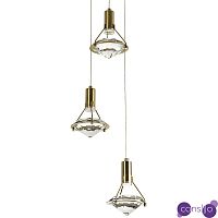 Подвесной светильник с 3-мя плафонами в форме бриллианта Diamond Crystal Trio Hanging Lamp
