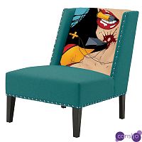 FUN Armchair "Super woman" Turquoise Дизайнерское кресло с цветным принтом