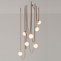 Vibia PLUSMINUS Серия подвесных светильников с белыми шарообразными плафонами из стекла на красных текстильных ремнях