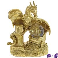 Декоративная статуэтка Дракон и стеклянный шар Dragon and Glass Ball Gold