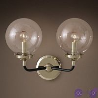 Бра Bistro Globe Clear Glass Double Sconce Nickel