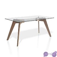 Обеденный стол стеклянный с деревянными ножками 160 см W1008 от Angel Cerda