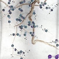 Обои ручная роспись Plum Blossom Colourway SC-81 on Tarnished Silver gilded paper with d?sargenter pearlescent antiquing
