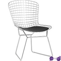 Стул Bertoia Chair Хромированный с Черной подушкой