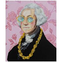 Картина George Washington with Donkey Rope and Pink Floral Background