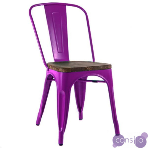 Кухонный стул Tolix Chair Wood Purple Пурпурный designed by Xavier Pauchard in 1934