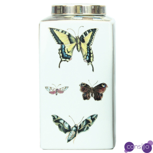 Ваза с крышкой Ceramic Flowers and Butterflies Vase