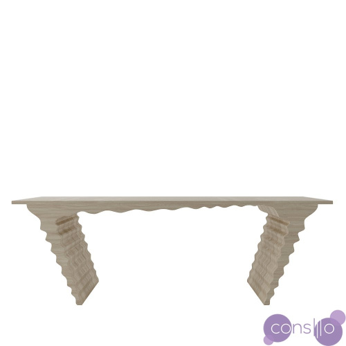 Обеденный стол деревянный прямоугольный с рельефными ножками 210 см беленый дуб Wave от Odingeniy