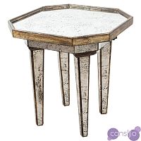 Журнальный столик зеркальный фигурный с ножками состаренное серебро Marie