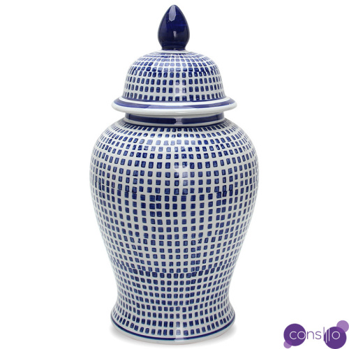 Ваза с крышкой Oriental Blue & White Square Pattern Vase