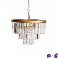Круглая Люстра RH 1920s Odeon GOLD iron Three Layers Прозрачное Стекло диаметр 50 см