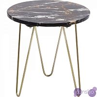 Приставной столик круглый с коричневым мраморным топом 35 см Key Largo